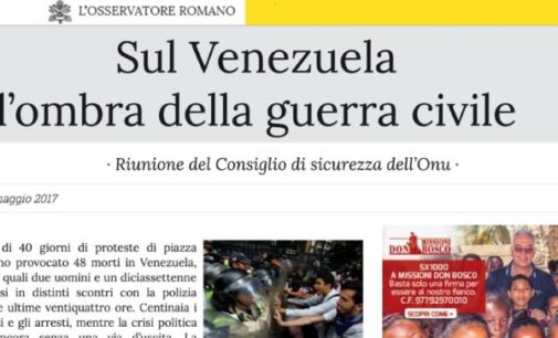 L’Osservatore Romano: temor por una guerra civil en Venezuela. La Onu se reúne
