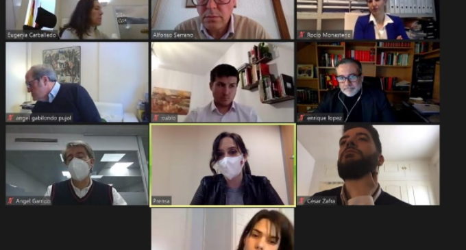 Díaz Ayuso, ha presidido una reunión telemática con los portavoces de la Asamblea de Madrid para abordar la situación de la región tras el paso del temporal Filomena.