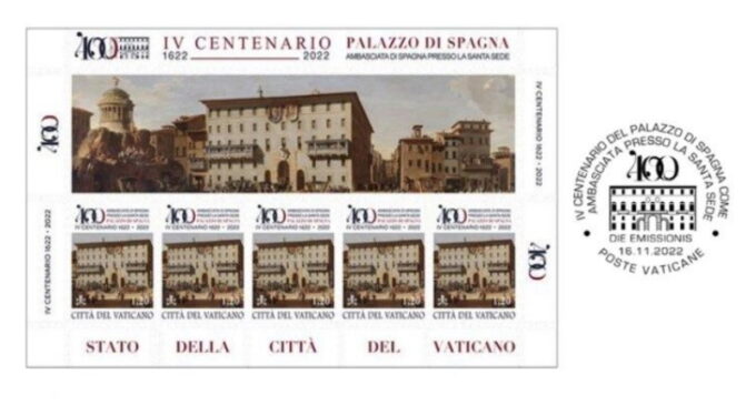 Correos Vaticanos emite un sello para conmemorar 400 años del Palacio de España