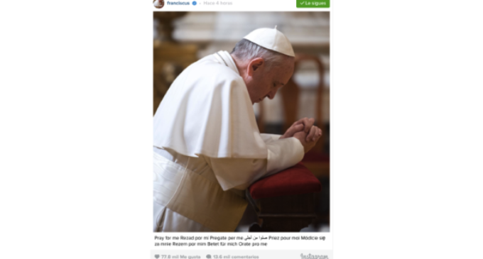 El Instagram del Papa seguido por más de 3 millones de personas