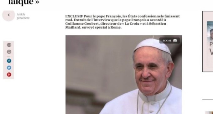 Entrevista de La Croix al Papa: Islamismo, inmigración, integración y terrorismo