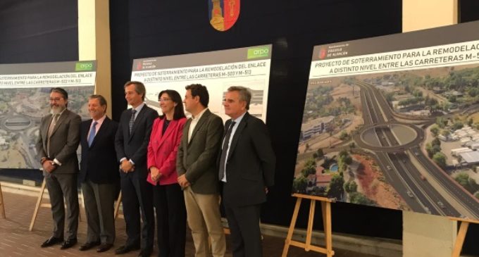 Los alcaldes del noroeste se reúnen en el inicio del soterramiento de la glorieta de la M-503