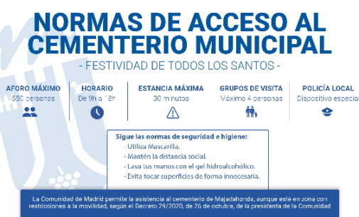 Majadahonda: El Ayto. recuerda las medidas de seguridad en los cementerios con motivo del Día de Todos los Santos