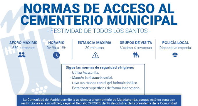 Majadahonda: El Ayto. recuerda las medidas de seguridad en los cementerios con motivo del Día de Todos los Santos