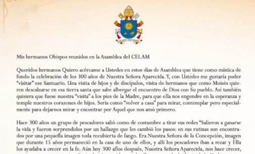 El Santo Padre envía un mensaje al CELAM reunido en plenaria