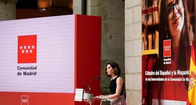 Díaz Ayuso presenta la Cátedra del Español y la Hispanidad de las Universidades para reivindicar su papel en el mundo “como motor cultural, económico y social”